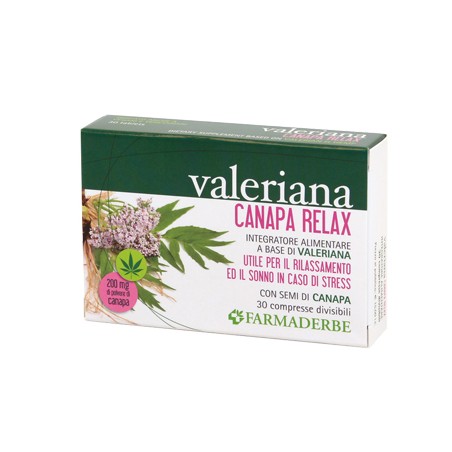 Farmaderbe Valeriana Canapa Relax 30 Compresse Divisibili