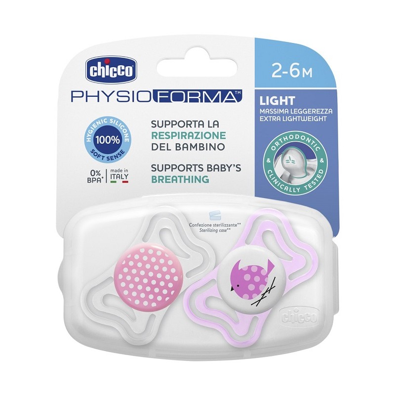 Chicco Succhietto Light Girl Silicone 2-6 Mesi 2 Pezzi