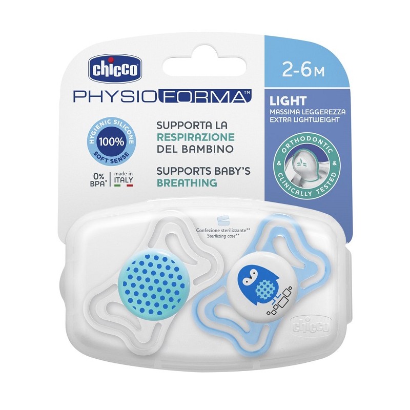 Chicco Succhietto Light Boy Silicone 2-6 Mesi 2 Pezzi