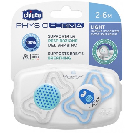 Chicco Succhietto Light Boy Silicone 2-6 Mesi 2 Pezzi