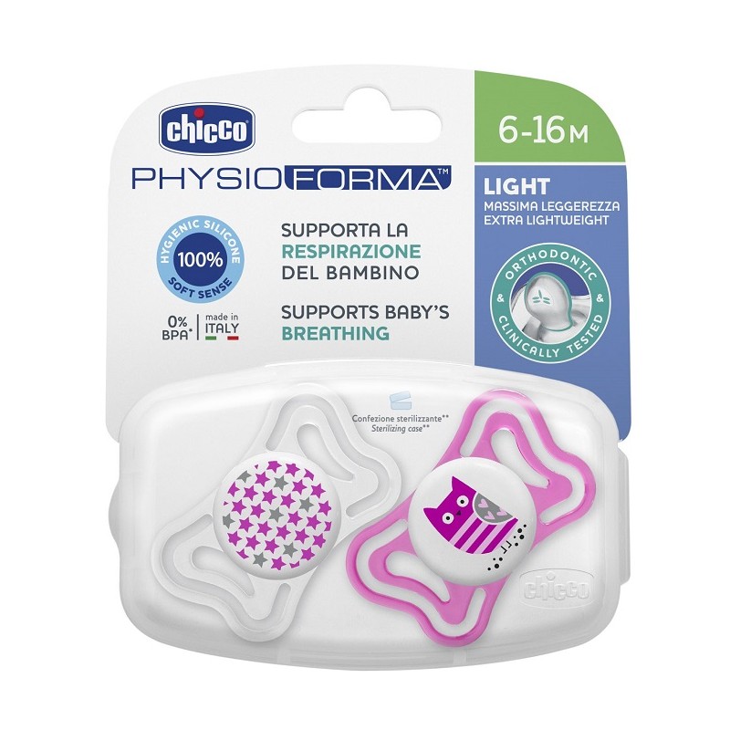 Chicco Succhietto Light Girl Silicone 6-16 Mesi 2 Pezzi