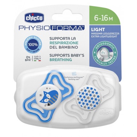 Chicco Succhietto Light Boy Silicone 6-16 Mesi 2 Pezzi