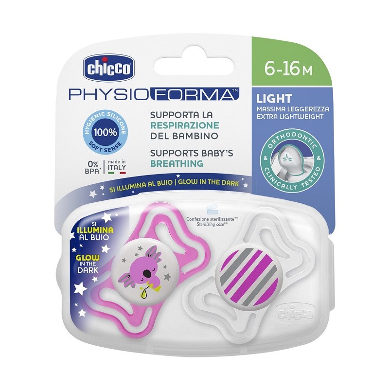 Chicco Succhietto Light Luminoso Silicone 6-16 Mesi 2 Pezzi