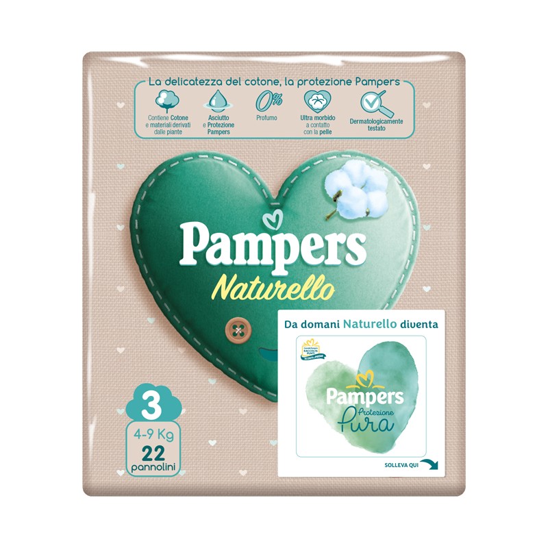 Fater Pampers Protezione Pura Naturello Midi Cp 22 Pezzi