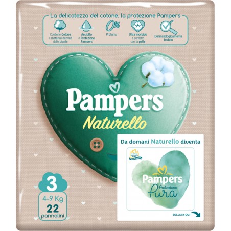 Fater Pampers Protezione Pura Naturello Midi Cp 22 Pezzi