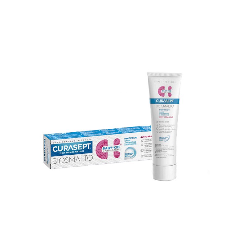 Curasept Biosmalto Dentifricio Baby Kid Fragola Carie Abrasione & Erosione 50 Ml