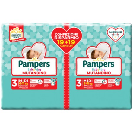 Fater Pampers Baby Dry Pannolino A Mutandina Duo Dwct Midi 38 Pezzi