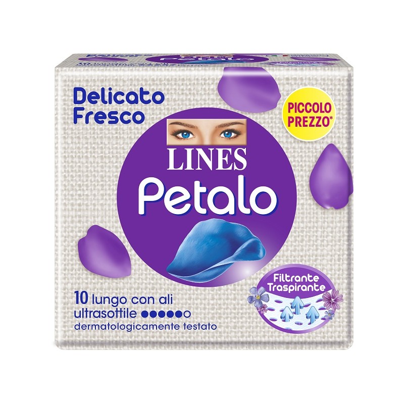 Fater Lines Petalo Blu Assorbente Lungo Con Ali 10 Pezzi