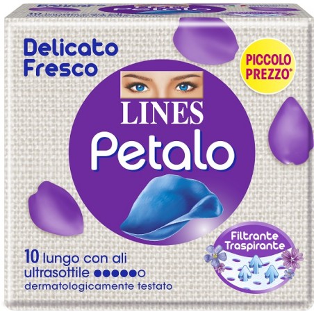 Fater Lines Petalo Blu Assorbente Lungo Con Ali 10 Pezzi