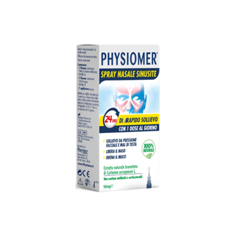 Perrigo Italia Physiomer Spray Nasale Sinusite 2 Pezzi 1 Flacone Da 50 Mg Di Estratto Di Ciclamino Naturale Liofilizzato + 1 Fia