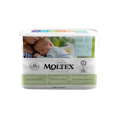 Ontex Pannolini Moltex Pure & Nature New Born 2-5 Kg Taglia 1 22 Pezzi