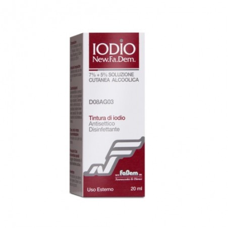 New Fa. Dem. Iodio New.fa.dem. 7% + 5% Soluzione Cutanea Alcolica, Flacone Da 20 Ml Iodio New.fa.dem. 7% + 5% Soluzione Cutanea 