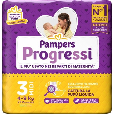 Fater Pampers Progressi Midi Pannolino 3 4-9kg 27 Pezzi