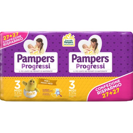 Fater Pampers Progressi Midi Pannolino 3 4-9kg 54 Pezzi