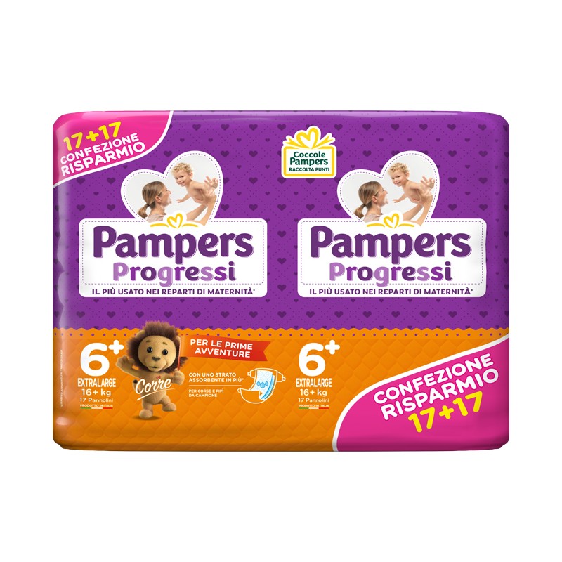 Fater Pampers Progressi Extralarge 6+ 16+kg 34 Pezzi