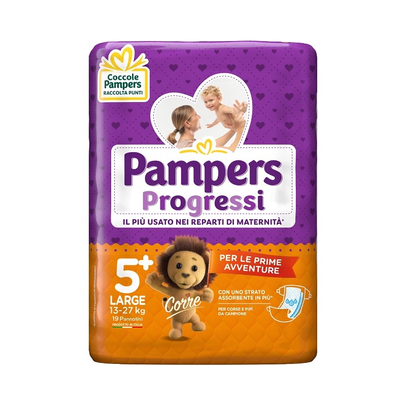 Fater Pampers Progressi Large Pannolino 5+ 13-27kg 19 Pezzi