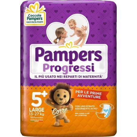 Fater Pampers Progressi Large Pannolino 5+ 13-27kg 19 Pezzi