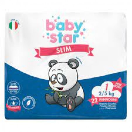 Farvima Medicinali Pannolini Babystar Slim 2/5kg Taglia 1 New Born 22 Pezzi