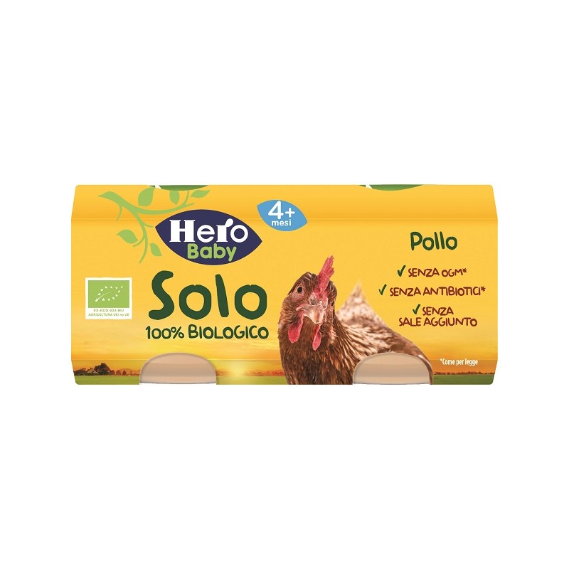 Fater Hero Solo Omogeneizzato Pollo 100% Bio 2x80g