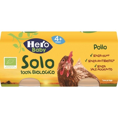 Fater Hero Solo Omogeneizzato Pollo 100% Bio 2x80g