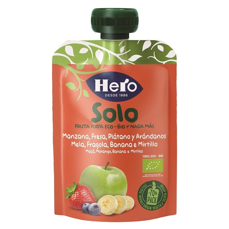 Fater Hero Solo Frutta Frullata 100% Bio Mela Banana Fragola 100 G