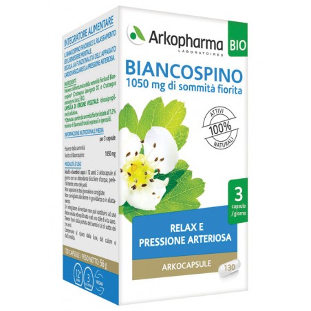 Arkopharma Arkocapsule Biancospino integratore per rilassamento e pressione arteriosa 45 capsule