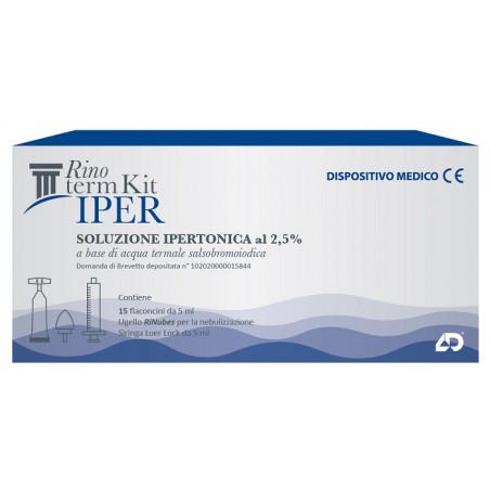 Farmacie Partenopee Rinoterm Kit Iper 15 Flaconcini Da 5 Ml + Ugello Rinubes Per Nebulizzazione + Siringa Luer Lock Da 5 Ml