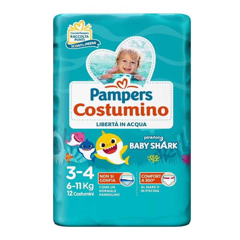 Fater Pampers Costumino Baby Shark Cp S3-4 12 Pezzi