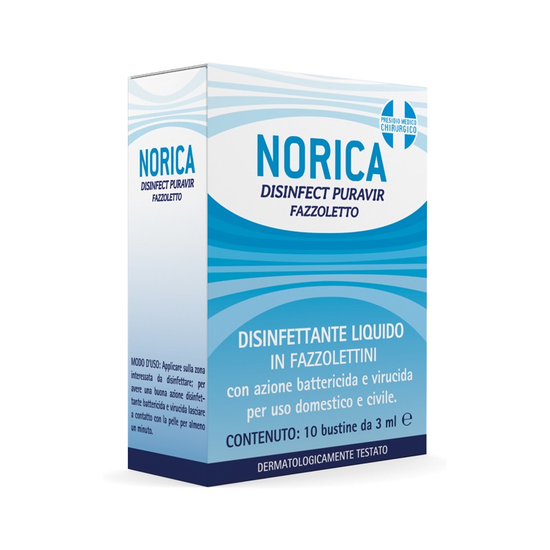 Pharma Millenium Norica Disinfect Puravir Fazzoletto 10 Bustine Da 3 Ml