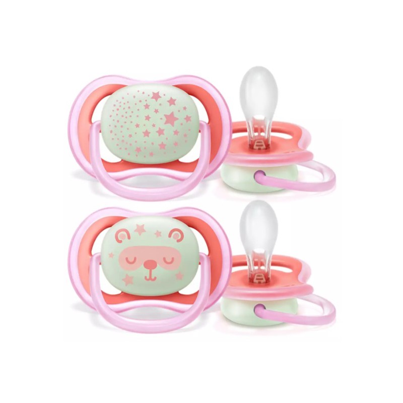 Philips Avent Succhietti Ultra Air Night 6-18m Femmina 2 Pezzi