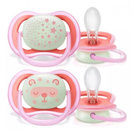 Philips Avent Succhietti Ultra Air Night 6-18m Femmina 2 Pezzi