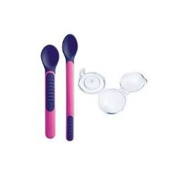 Mam Heat Sensitive Spoons&cover Femminuccia Cucchiaini cambia colore con coperchio 1 pezzo