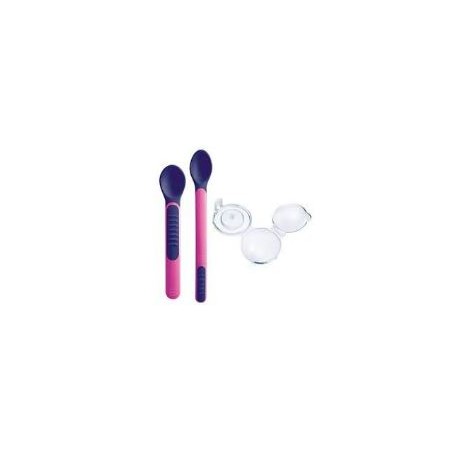 Mam Heat Sensitive Spoons&cover Femminuccia Cucchiaini cambia colore con coperchio 1 pezzo