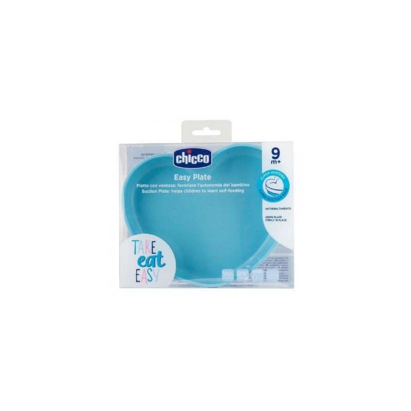 Chicco Piatto Cuore Ventosa Silicone Blu