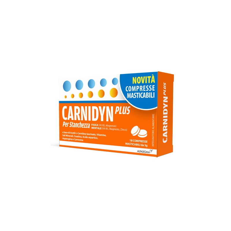 confezione 18 compresse masticabili carnydin plus alfasigma