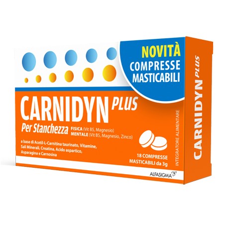 confezione 18 compresse masticabili carnydin plus alfasigma