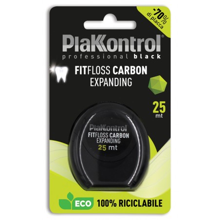 Ideco Plakkontrol Professional Black Fitfloss Carbon Expanding Filo Interdentale 25 Metri Fresh Mint