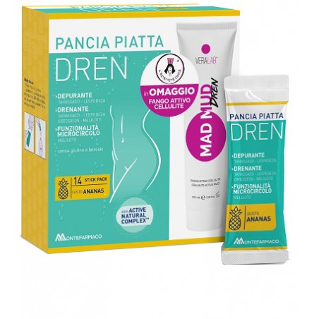 Montefarmaco Otc Pancia Piatta Dren Ananas 14 Bustine Stick Pack + Fango Attivo Cellulite 100 Ml Omaggio