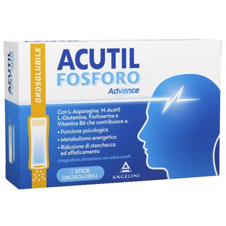 Angelini Pharma Acutil Fosforo Advance 12 Stick Orosolubili Prontezza Mentale