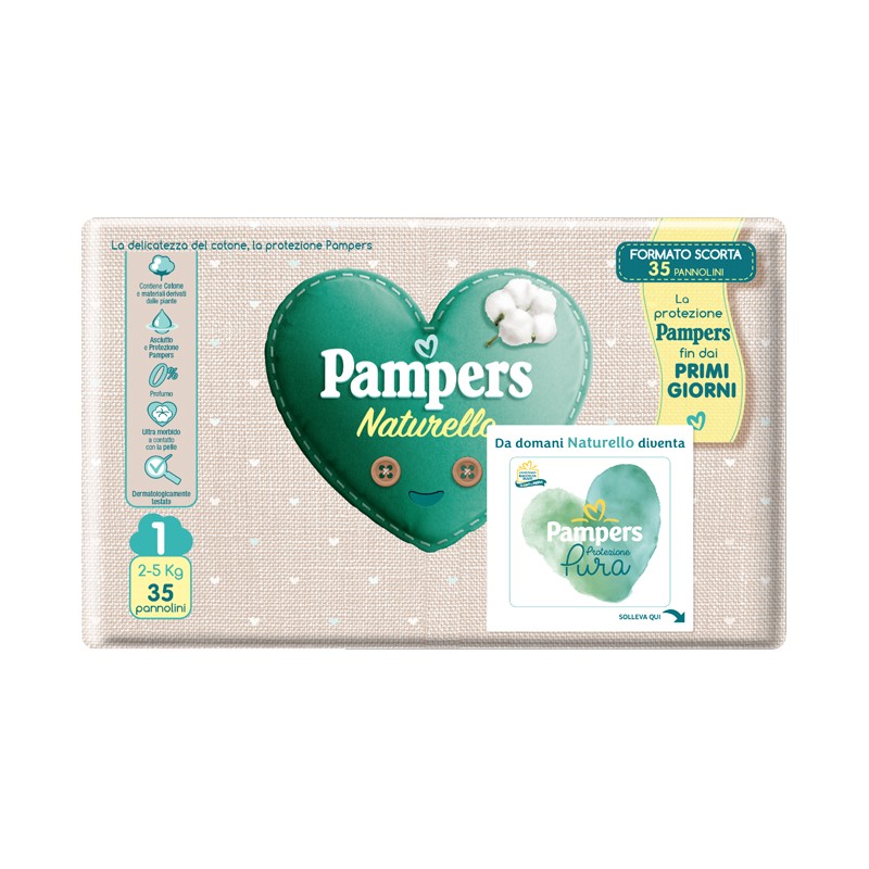 Fater Pannolini Pampers Protezione Pura Naturello Newborn 35 Pezzi