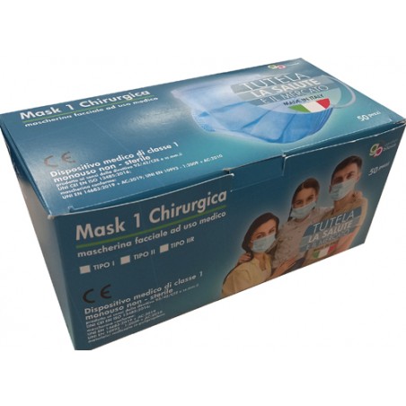 Gardhen Bilance Mascherina Chirurgica Mask1 Tipo I Azzurra 50 Pezzi