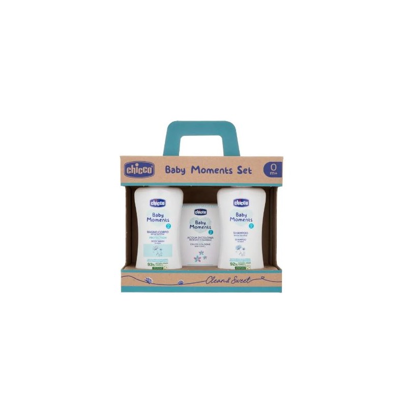 Chicco Baby Moments Set Bagnoschiuma Pelli Delicate 200 Ml + Shampoo Pelli Delicate 200 Ml + Acqua Di Colonia Baby Smell Pelli D