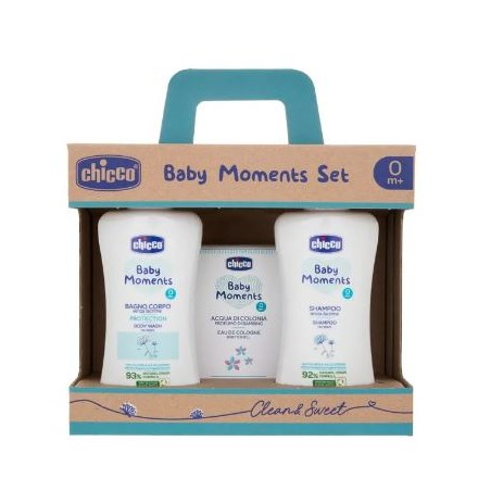 Chicco Baby Moments Set Bagnoschiuma Pelli Delicate 200 Ml + Shampoo Pelli Delicate 200 Ml + Acqua Di Colonia Baby Smell Pelli D