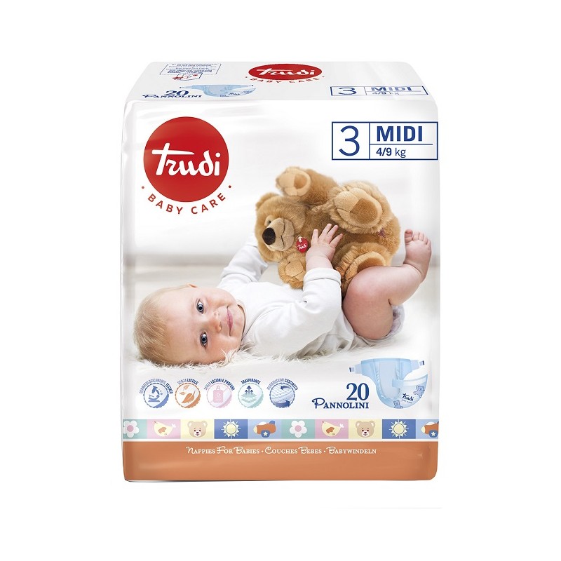 S. I. L. C. Trudi Baby Care Pannolino Bambini Midi 4/9 Kg 20 Pezzi