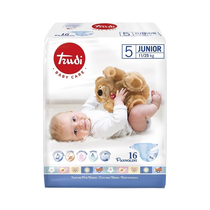 S. I. L. C. Trudi Baby Care Pannolino Bambini Junior 11/25 Kg 16 Pezzi