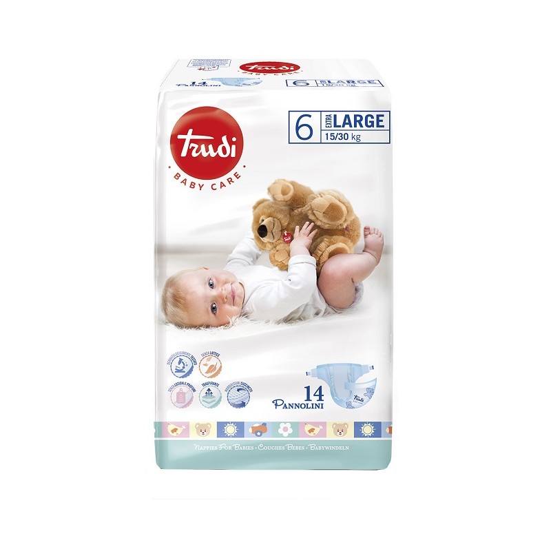 S. I. L. C. Trudi Baby Care Pannolino Bambini Extralarge 15/30 Kg 14 Pezzi