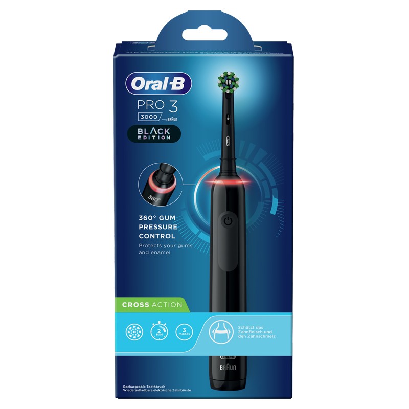 Procter & Gamble Oralb Pro3 Black Crossaction Spazzolino Elettrico