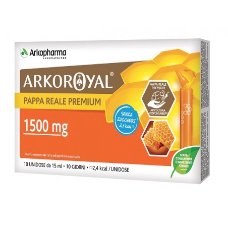 Arkofarm Arkoroyal Pappa Reale 1500mg Senza Zucchero 10 Flaconcini Da 15 Ml