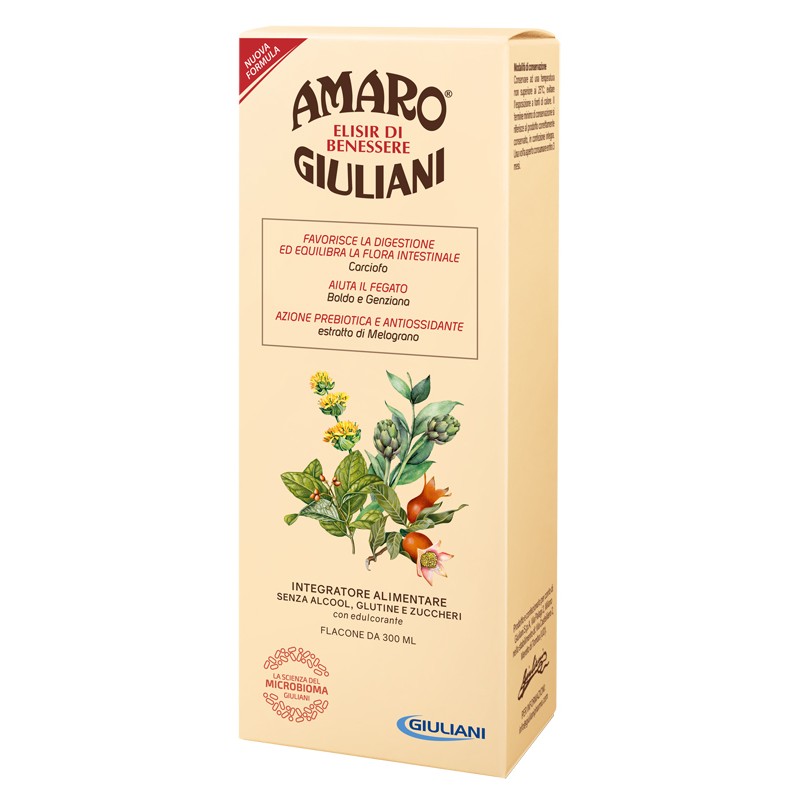 Amaro Giuliani Elisir per benessere dell'equilibrio e digestione naturale 300 ml