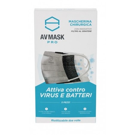 C&s Italy Avmask Pro Mascherina Chirurgica Iir Riutilizzabile 5 Pezzi